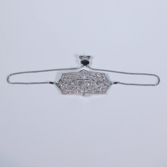 Elegant Art Deco 1.15ctw Diamond Bar Bolo Bracele… - image 2