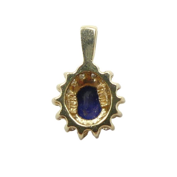 1.44ctw Sapphire & Diamond Halo Pendant 14K Yello… - image 3