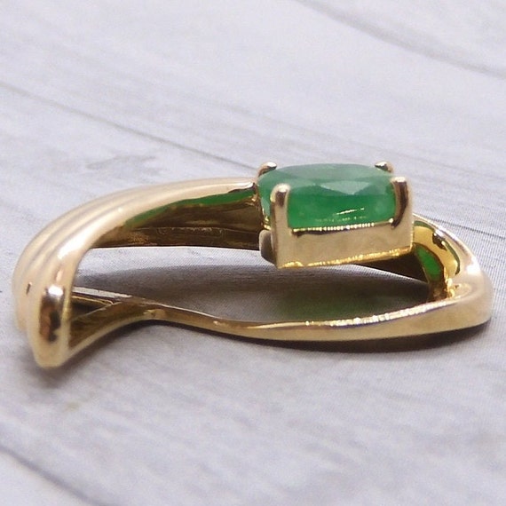 Natural Emerald 1.30 Carat Slide Pendant 14k Gold - image 5