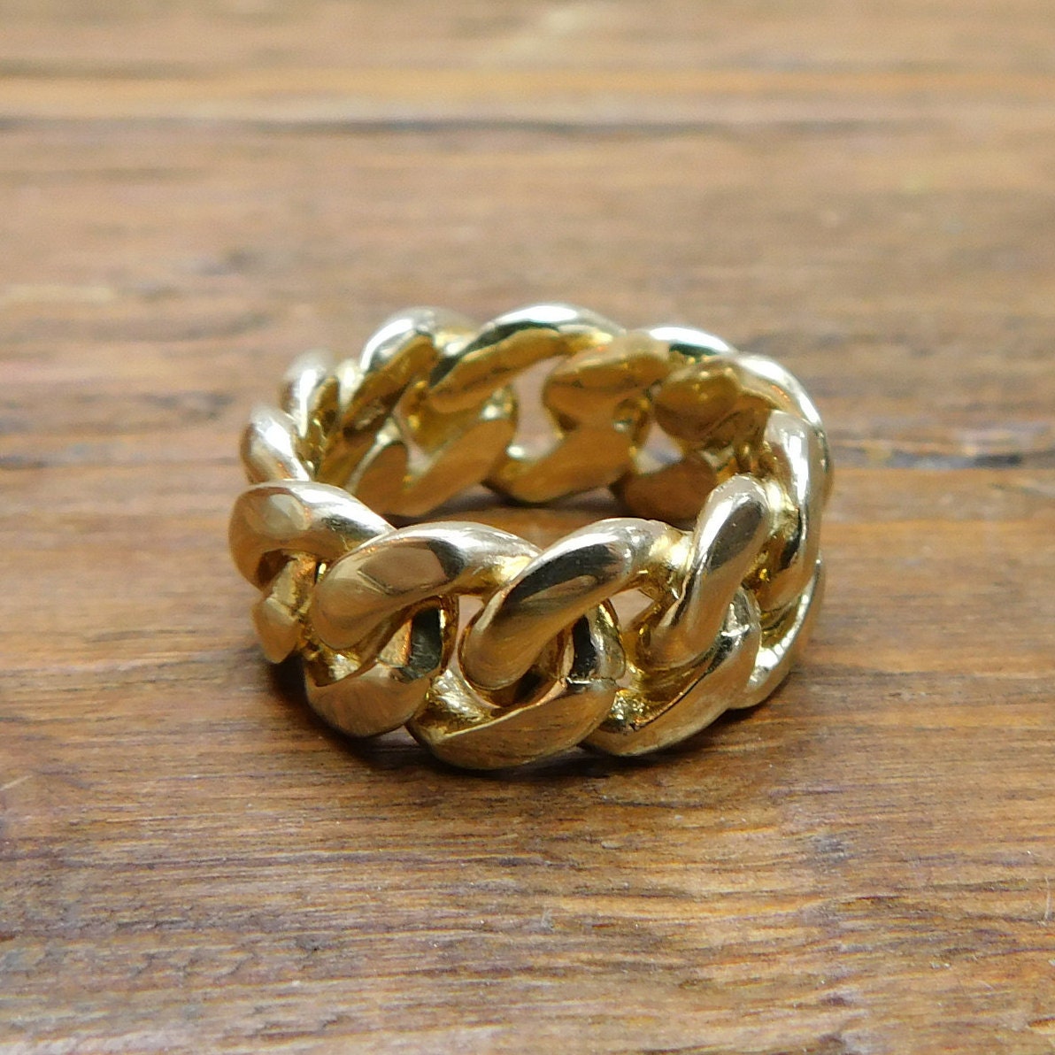 Wide Curb Link Ring 10k Gold Etsy