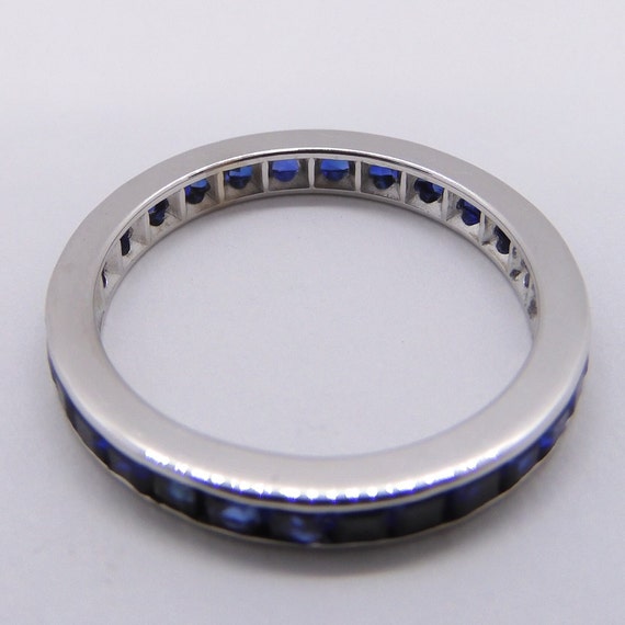 2.00 ctw Blue Sapphire Eternity Band Ring 14k Whi… - image 6