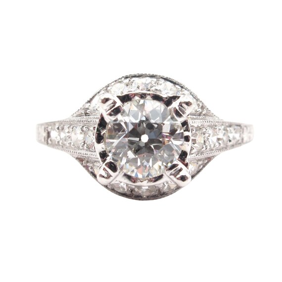 Early 1900 s European Diamond Engagement Ring 1.12 Ctw GIA