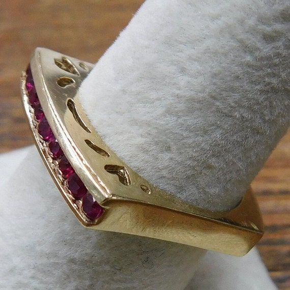 Ruby .36 ctw Square Band Ring 14k Gold - image 6