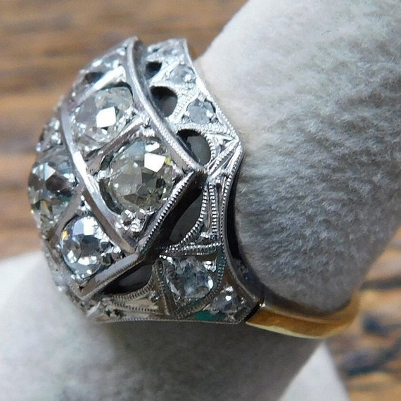 2.08 ctw Diamond Art Deco Ring 14k Gold and Plati… - image 7