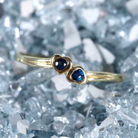 Sweetheart .04 Ctw Sapphire Bypass Ring in 14K Yellow Gold Etsy