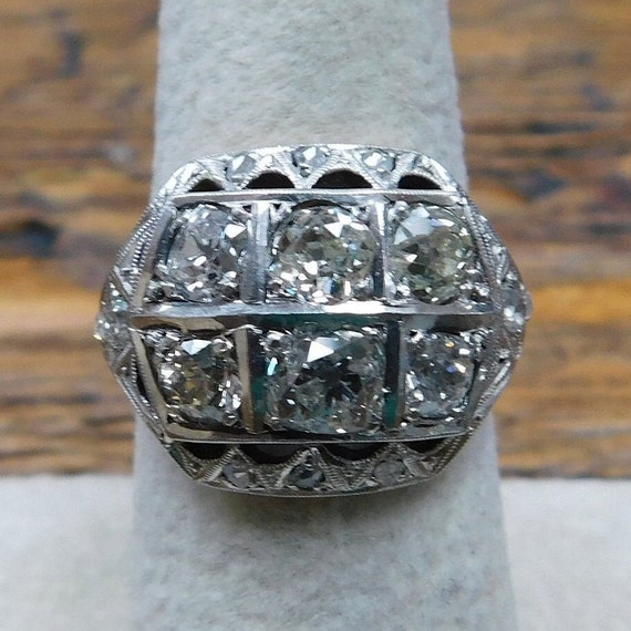 2.08 ctw Diamond Art Deco Ring 14k Gold and Plati… - image 6