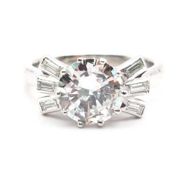 Mid Century 1950's Diamond Engagement Ring 1.99 c… - image 5
