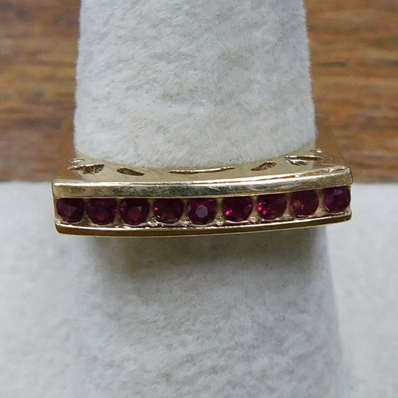 Ruby .36 ctw Square Band Ring 14k Gold - image 5