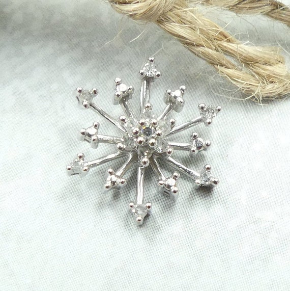 Sparkling .19ctw Diamond Starburst Pendant 10K Whi