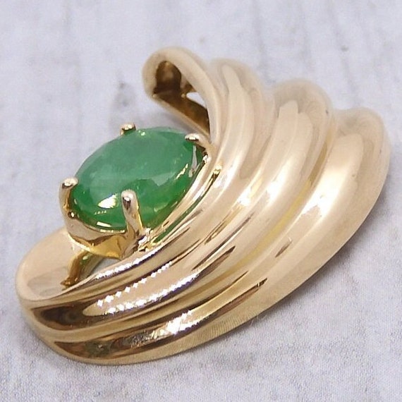 Natural Emerald 1.30 Carat Slide Pendant 14k Gold - image 2