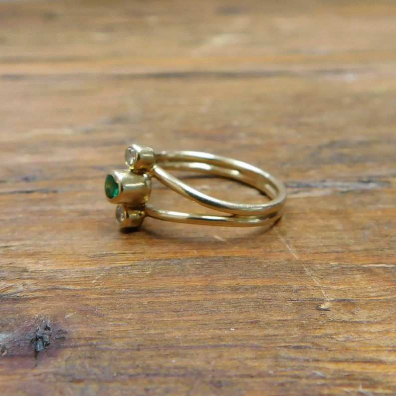 Natural Emerald and Diamond .14 ctw Ring 14k Gold