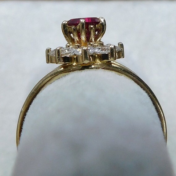 1.13 ctw Created Ruby and Faux Diamond Halo Ring … - image 7