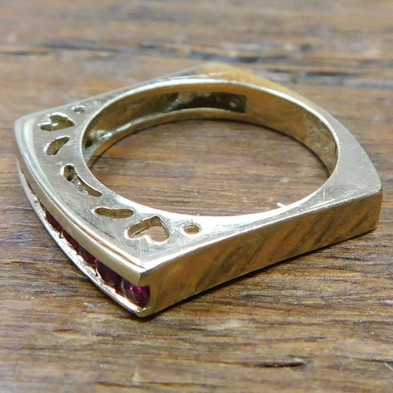 Ruby .36 ctw Square Band Ring 14k Gold - image 2