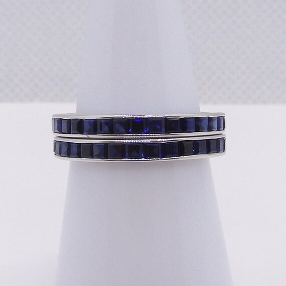 2.00 ctw Blue Sapphire Eternity Band Ring 14k Whi… - image 8