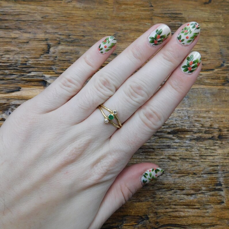 Natural Emerald and Diamond .14 ctw Ring 14k Gold