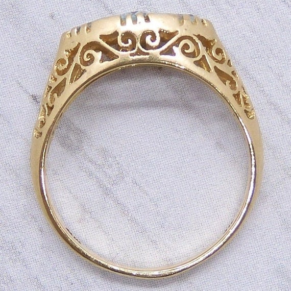 Aquamarine & Diamond Vintage Filigree Ring, Handc… - image 4