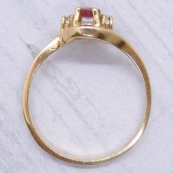 Petite Ruby and Diamond .22 ctw Ring 14k Gold - image 4