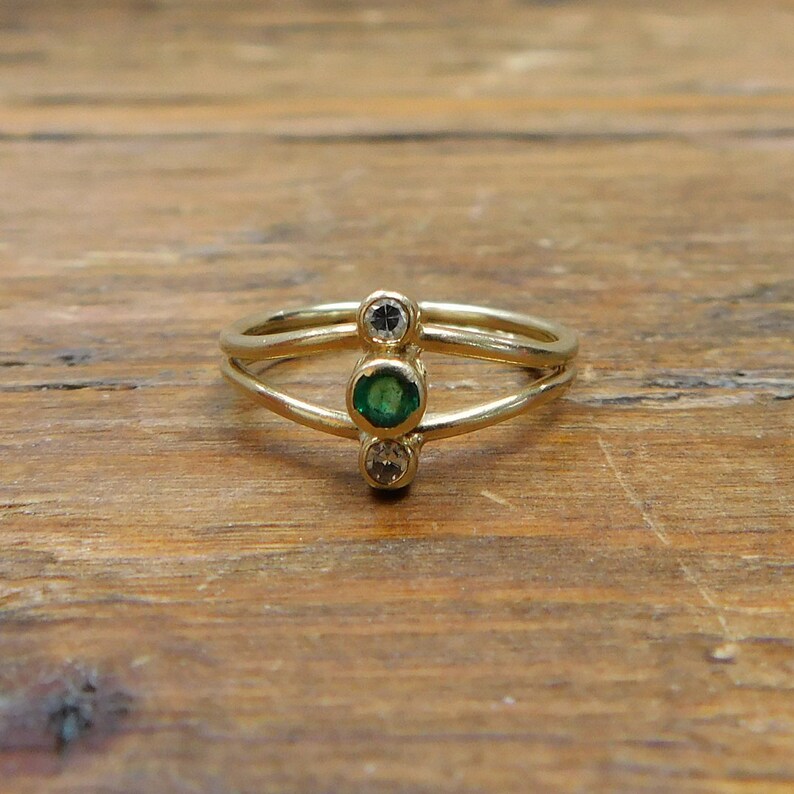 Natural Emerald and Diamond .14 ctw Ring 14k Gold