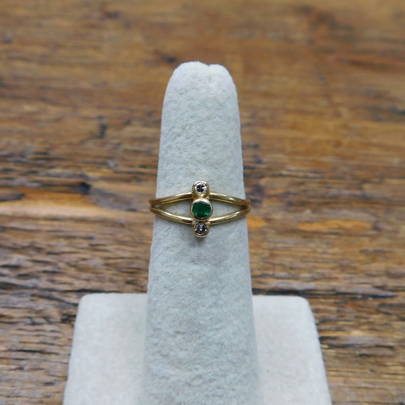 Natural Emerald and Diamond .14 ctw Ring 14k Gold