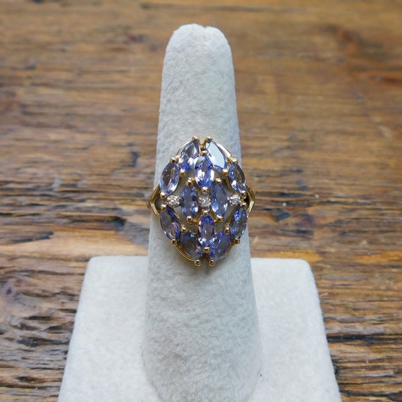 1.83 ctw Iolite and Diamond Ring 14k Gold - image 6