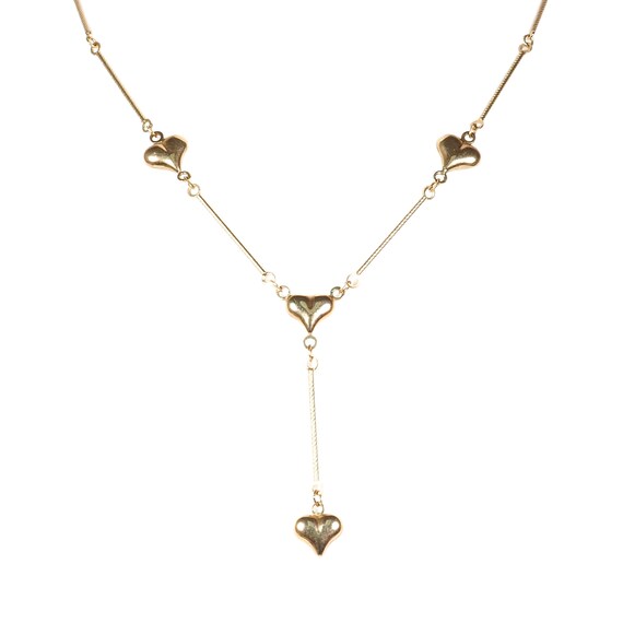 Heart Drop Necklace in 14K Yellow Gold - image 3