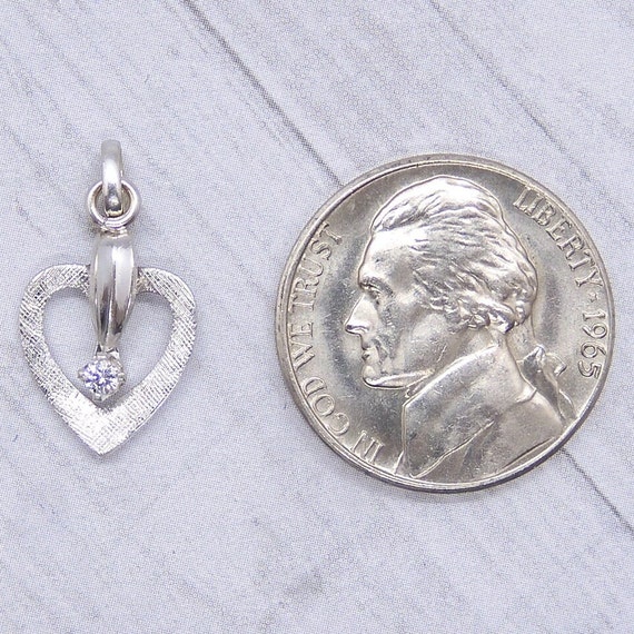 Diamond .04 Carat Heart Pendant 14k White Gold/ V… - image 7