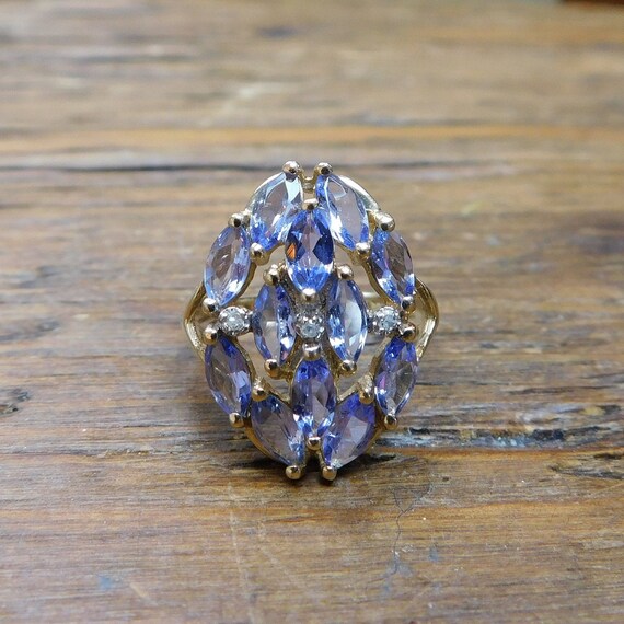 1.83 ctw Iolite and Diamond Ring 14k Gold - image 1