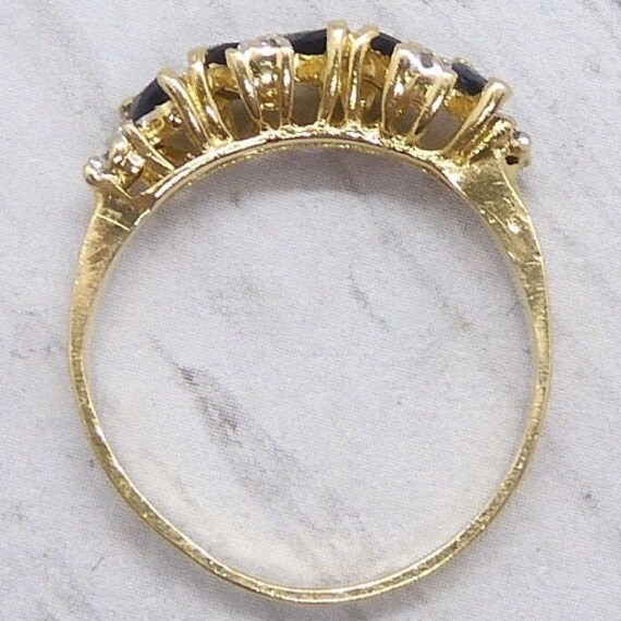 Sapphire & Diamond Band Ring .51 ctw 14k Yellow G… - image 4
