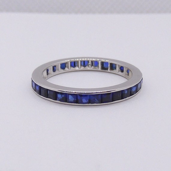 2.00 ctw Blue Sapphire Eternity Band Ring 14k Whi… - image 2