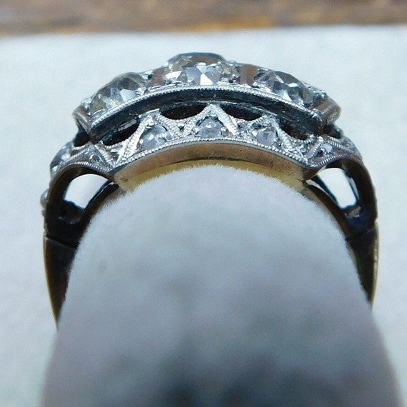 2.08 ctw Diamond Art Deco Ring 14k Gold and Plati… - image 8