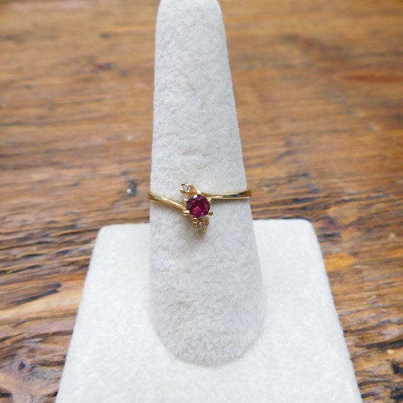 10k Gold .32 ctw Ruby and Diamond Bypass Ring - image 5