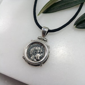 Athena God of War pendant,Goddess Athena silver coin. 925 Silver pendant.Greek coin charm,Ancient coin pendant,Greek gods,Greek mythology