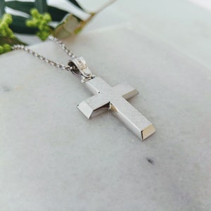 14k Weißgold Kreuz.Taufe Weißgold Kreuz.Kreuz für Jungen.Minimal Gold Kreuz.Einfache Gold Kreuz.Mann Kreuz.Christliches Kreuz.Griechisches Kreuz