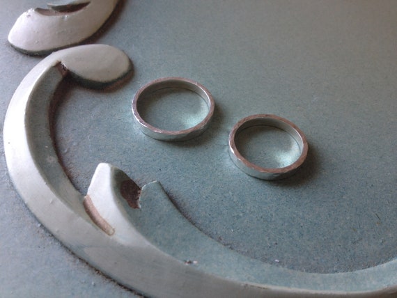 Hammered Finish Wedding Rings,Solid Silver,Handma… - image 2