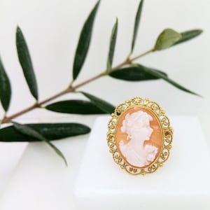 18k massief gouden indrukwekkende cameering-echte cameering-camee met de hand gesneden-cameering-gouden ring voor haar-camee-sieraden-cameegouden ring-camee