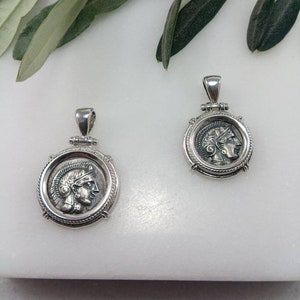 Peaceful Athena pendant,Goddess Athena silver coin. 925 Silver pendant.Greek coin pendant,Ancient coin pendant,Greek gods,Greek mythology