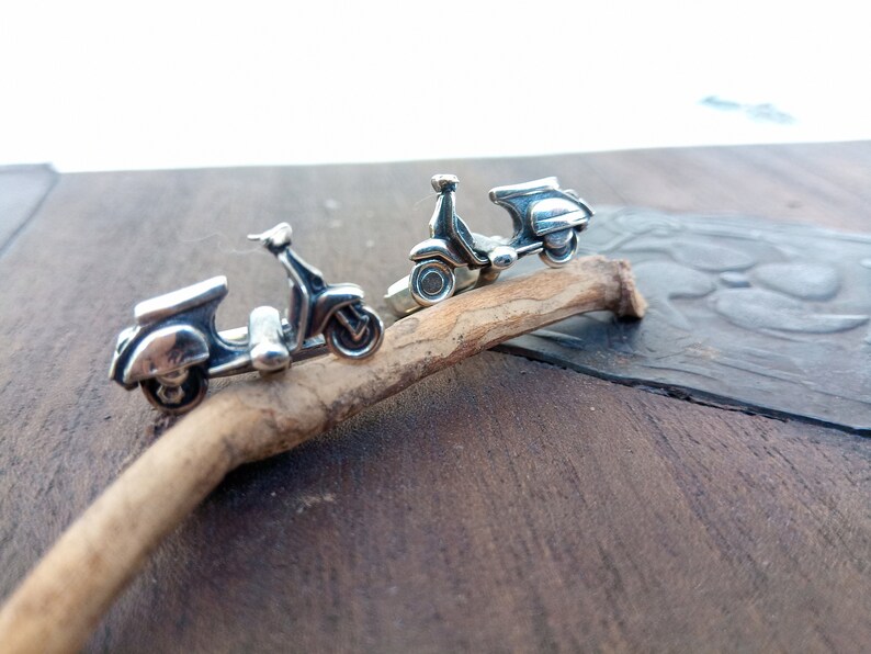 Silver Vespa Cufflinks,Miniature jewels,Vespa,Vintage scooter,Mi Silver Vespa Cufflinks,Miniature jewels,Vespa,Vintage scooter,Mi