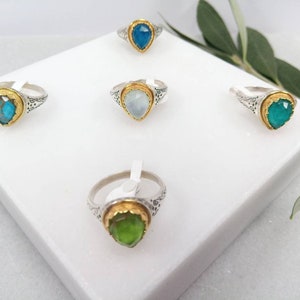 Silver Ring 925.Byzantine Jewellery.Handmade Jewelry.Gold Plated 24K. Ring for Her. Ruby,Turquoise,Apatite Stones.Greek Jewel.Natural Stones