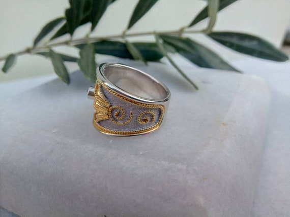 Natural Ruby Ring Byzantine Style 925 Sterling Si… - image 5