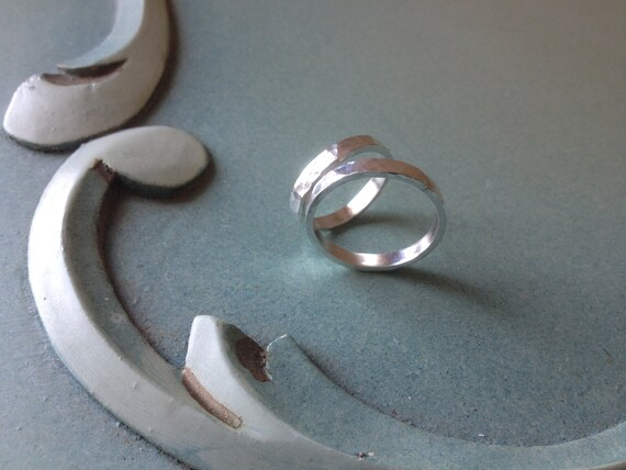 Hammered Finish Wedding Rings,Solid Silver,Handma… - image 4