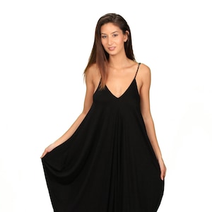 Anjali Loose Fitting Onepiece Womens Jumpsuit Romper in Black Bamboo