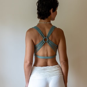 Shanti Criss Cross Back Yoga Bra | Crop Top | Tank Top in Sage Green