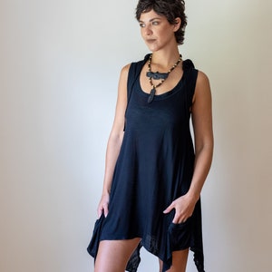 Pixie Sleeveless Hoodie Dress in Black