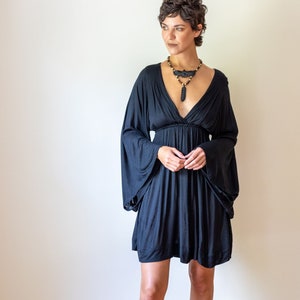 Bell Sleeve Goddess Dress in Black | Boho Party Dress | Fairy Dress | Festival Dress