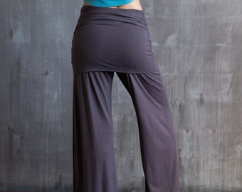 Wide-leg Palazzo, Yoga Pants with Boot Cut and Miniskirt in Mocha Brown