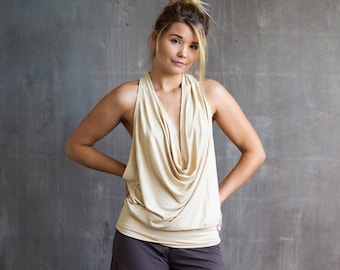 Cowl Neck Halter Backless Halter Top