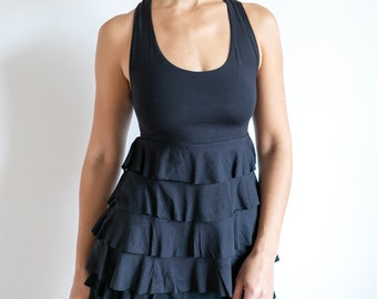 Roxanne Tiered Ruffle Tank Top in Black