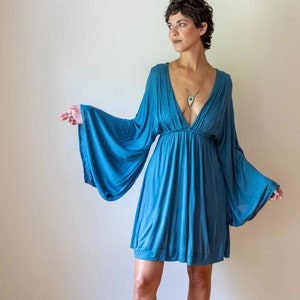 Bell Sleeve Goddess Dress  | Boho Party Dress | Fairy Dress | Festival Dress | Hippie Dress in Slate Blue