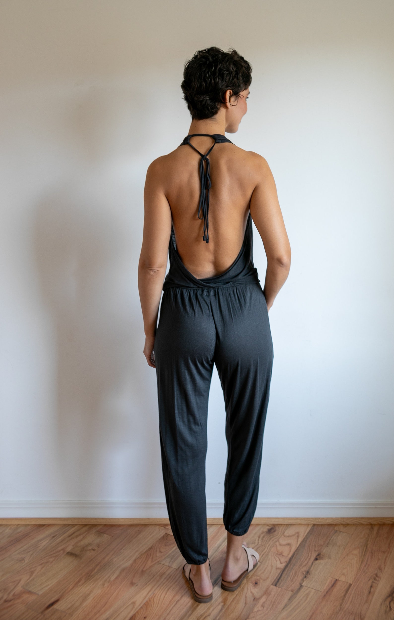 Evelina Backless Yoga Jumpsuit Onesie in Smoky Pearl Etsy