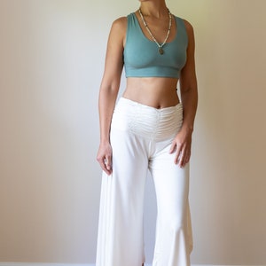 Shanti Criss Cross Back Yoga Bra Crop Top Tank Top in Sage Green image 5